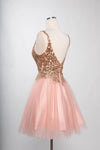 Load image into Gallery viewer, LAHS2757J Wholesale Sleeveless Lace Applique Short Homecoming Dress with Open Back &amp; Tulle Skirt