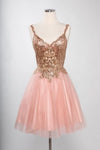 Load image into Gallery viewer, LAHS2757J Wholesale Sleeveless Lace Applique Short Homecoming Dress with Open Back &amp; Tulle Skirt