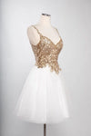 Load image into Gallery viewer, LAHS2757J Wholesale Sleeveless Lace Applique Short Homecoming Dress with Open Back &amp; Tulle Skirt