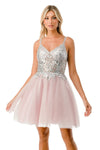 Load image into Gallery viewer, LAHS2757J Wholesale Sleeveless Lace Applique Short Homecoming Dress with Open Back &amp; Tulle Skirt