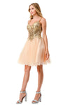 Load image into Gallery viewer, LAHS2757J Wholesale Sleeveless Lace Applique Short Homecoming Dress with Open Back &amp; Tulle Skirt