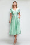 Load image into Gallery viewer, LA Merchandise LAF5274 V-Neck Short Sleeve Midi Dress with Rhinestone Waistband and Pockets