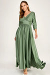 Load image into Gallery viewer, LAF3132 Wholesale 3/4 Sleeve Mother of the Bride Dress Empire Waist Satin Maxi Gown with Pockets