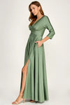 Load image into Gallery viewer, LAF3132 Wholesale 3/4 Sleeve Mother of the Bride Dress Empire Waist Satin Maxi Gown with Pockets
