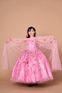 LA Merchandise LAZSCK301 3D Floral Applique Glitter Mini Quince Dress - DUSTY PINK - LA Merchnadise