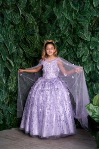 LA Merchandise LAZSCK301 3D Floral Applique Glitter Mini Quince Dress - LILAC - LA Merchnadise