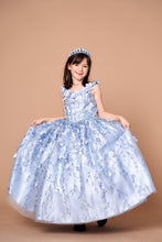 Load image into Gallery viewer, LA Merchandise LAZSCK301 3D Floral Applique Glitter Mini Quince Dress - BAHAMA BLUE - LA Merchnadise