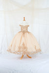 Load image into Gallery viewer, LA Merchandise LAZSCK318 Girls Lace Applique Off Shoulder Glitter Tulle A-Line Gown