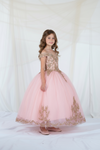 Load image into Gallery viewer, LA Merchandise LAZSCK318 Girls Lace Applique Off Shoulder Glitter Tulle A-Line Gown