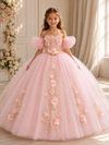 Load image into Gallery viewer, LA Merchandise LAZSCK324 Girls Strapless Illusion Sweetheart 3D Floral A-Line Gown