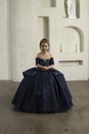 Load image into Gallery viewer, LA Merchandise LAZSCK327 Girls Beaded Satin Peplum Off Shoulder A-Line Gown