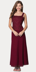 A chiffon quarter sleeve lace mother of bride gown - SF8466 - - LA Merchandise