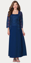 Load image into Gallery viewer, A chiffon quarter sleeve lace mother of bride gown - SF8466 - Navy - LA Merchandise