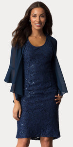 Plus Size Mother Of The Bride Dress - SF8856 - NAVY BLUE - LA Merchandise