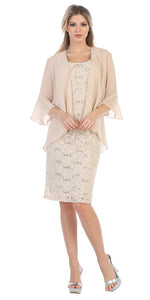 Plus Size Mother Of The Bride Dress - SF8856 - KHAKI - LA Merchandise