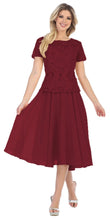 Load image into Gallery viewer, Short Sleeve sequins chiffon dress- SF8865 - BURGUNDY - LA Merchandise