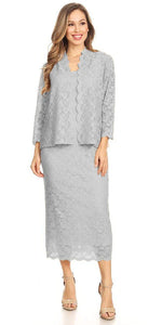 Long Sleeve 2 piece lace dress- SF8874