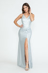 Load image into Gallery viewer, Wholesale Prom Dress V-Neck High Slit Mermaid Gala Gown By LAF5303 - SILVER - Dress LAF