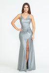 Load image into Gallery viewer, Wholesale Prom Dress V-Neck High Slit Mermaid Gala Gown By LAF5303 - STEEL SILVER - Dress LAF