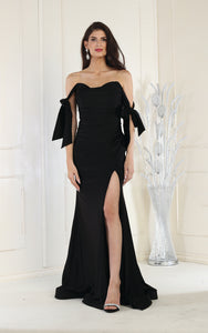 La Merchandise LA1858 Sexy Off The Shoulder Stretchy Bridesmaids Gown - BLACK - LA Merchandise