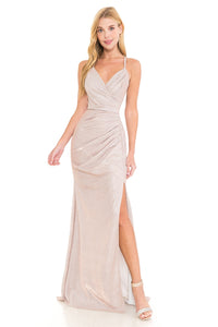 Shiny Prom Formal Gown- LN5222 - BLUSH - LA Merchandise