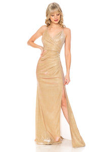 Shiny Prom Formal Gown- LN5222 - ORANGE - LA Merchandise