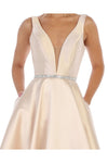 Load image into Gallery viewer, Shoulder straps sequins taffeta ballgown with side pockets- LA1683 - - LA Merchandise