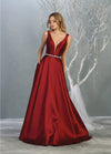 Load image into Gallery viewer, Shoulder straps sequins taffeta ballgown with side pockets- LA1683 - BURGUNDY - LA Merchandise