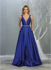 Load image into Gallery viewer, Shoulder straps sequins taffeta ballgown with side pockets- LA1683 - ROYAL - LA Merchandise