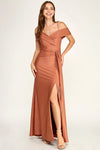 Load image into Gallery viewer, LAF3130 Wholesale Off-Shoulder Sweetheart Neckline Satin Evening Gown with Thigh-High Slit