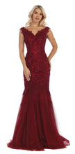 Load image into Gallery viewer, Sleeveless lace applique full length mesh dress- LA1598 - Burgundy - LA Merchandise