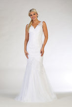 Load image into Gallery viewer, Sleeveless lace applique full length mesh dress- LA1598 - White - LA Merchandise