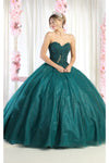 Load image into Gallery viewer, La Merchandise LA141 Strapless Lace Bodice Quinceanera Ball Gown - HUNTER GREEN - LA Merchandise