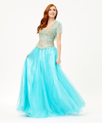 La Merchandise LA74 Wholesale Quinceanera Strapless Corset Ball Gown - AQUA - Dresses LA Merchandise