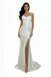 Load image into Gallery viewer, LAHTL3053L Wholesale Off-White Satin-Look Corset Wedding Dress with Cowl Neckline Lace-Up Back - OFF WHITE - Wedding Dress LAH
