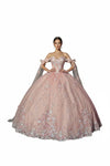 Load image into Gallery viewer, LAHTL3073C Wholesale Off-Shoulder Quinceañera Ball Gown Floral Appliqué Dress with Corset Back
