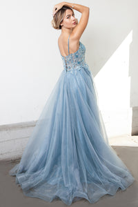 LA Merchandise LAATM1004 A-line Prom Embroidered Gown