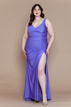 Load image into Gallery viewer, LA Merchandise LAYW1114 Plus Size Stretchy V-Neck Bridesmaids Dresses - PURPLE - LA Merchandise