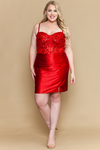 Load image into Gallery viewer, LAYW1178 Wholesale Sequin Corset Bodice Homecoming Dress with Satin Ruched Skirt Cocktail Dress - RED - Short Cocktail Dress LAY