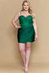Load image into Gallery viewer, LAYW1200 Wholesale Sequin Lace Corset Rhinestone Satin Skirt Short Homecoming Cocktail Dress