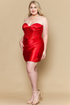 Load image into Gallery viewer, LAYW1204 Wholesale Strapless Rhinestone Corset Satin Short Homecoming Dress with Ruched Wrap Skirt
