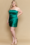 Load image into Gallery viewer, LAYW1206 Wholesale Strapless Satin-Look Short Dress with Pleated Crisscross Bodice &amp; Corset Back - - Short Cocktail Dress LAY