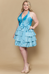 Load image into Gallery viewer, LAYW1216 Wholesale Halter A-Line Short Homecoming Cocktail Dress with Tiered Ruffles Bow