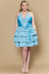 Load image into Gallery viewer, LAYW1216 Wholesale Halter A-Line Short Homecoming Cocktail Dress with Tiered Ruffles Bow
