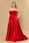 Load image into Gallery viewer, LAYW1224 Wholesale Strapless A-Line Satin Prom Dress with Beaded Lace Corset Bodice &amp; Train - - Long Prom Dress LAY