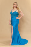 Cargar imagen en el visor de la galería, LAYW1242 Wholesale Fitted Sheer Corset Prom Dress with Lace Appliqué Rhinestones &amp; High Slit - - Long Prom Dress LAY