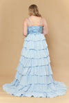 Cargar imagen en el visor de la galería, LAYW1250 Wholesale Tiered Ruffle Corset Prom Gown with Rhinestone Detail Lace-Up Back Slit &amp; Train - - Short Cocktail Dress LAY