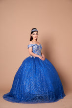 Load image into Gallery viewer, LA Merchandise LAZWB20509 Embroidered Off Shoulder Ball 15 Dress - ROYAL BLUE - Dress LA Merchnadise