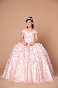 LA Merchandise LAZWB21550 3D Floral Applique Quince Ball Gown - BLUSH - Dress LA Merchnadise