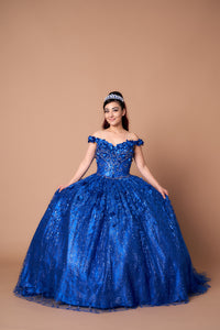 LA Merchandise LAZWB21550 3D Floral Applique Quince Ball Gown - ROYAL BLUE - Dress LA Merchnadise